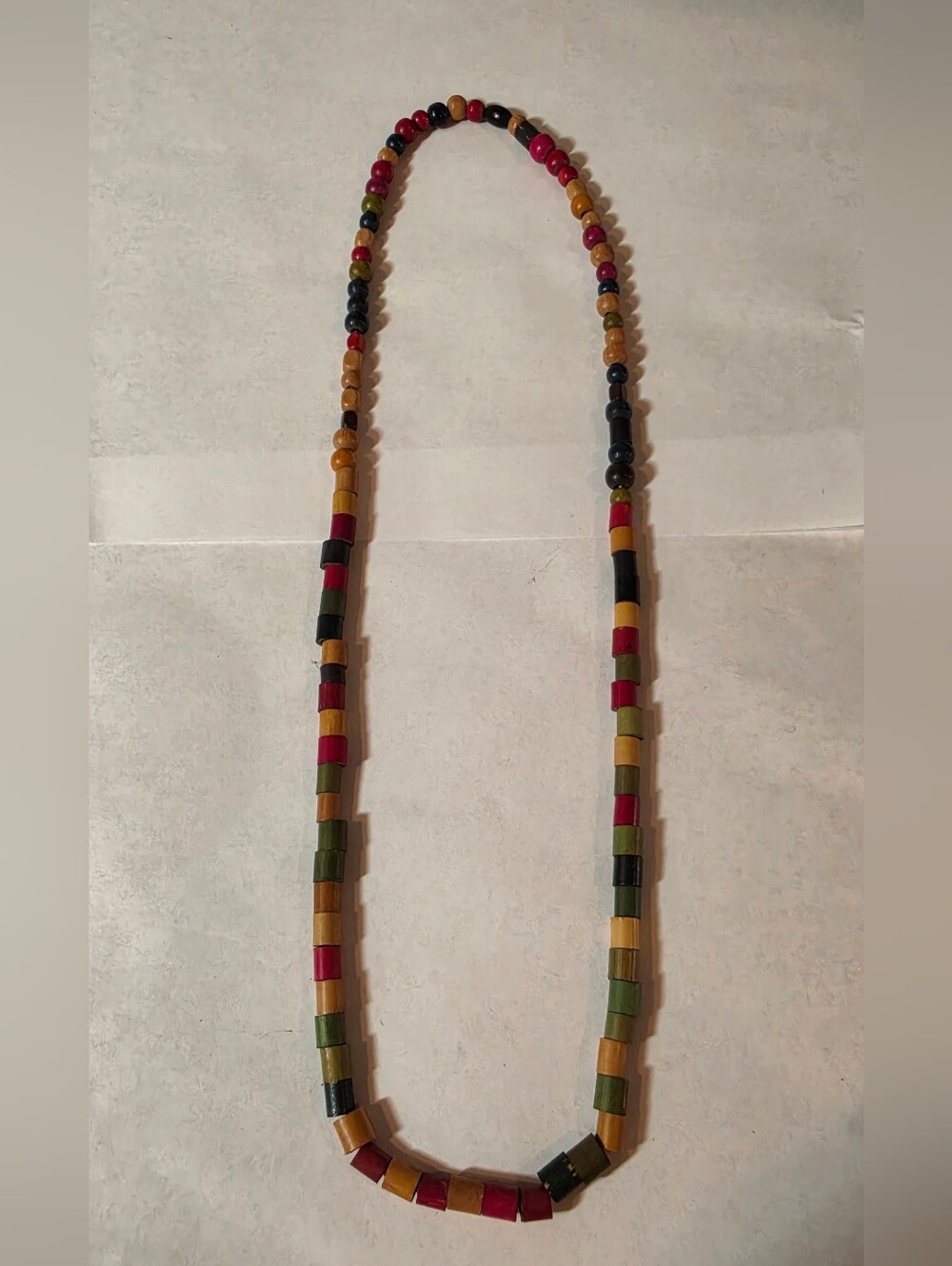 Vintage Multicolor Bead Necklace - Wood Beads